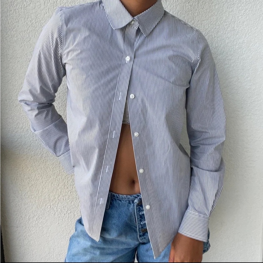 Vintage Pinstripe Button Up Blouse